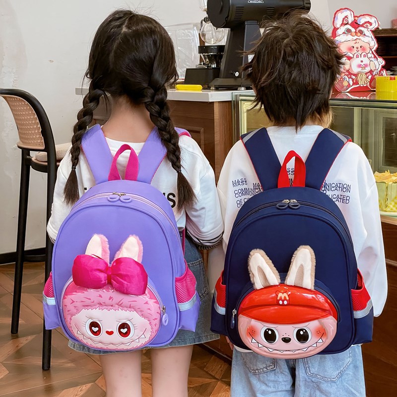 New fashionable kindergarten schoolbag, high-quality cartoon canvas, casual, trendy, cute and funny children's backpack details Picture