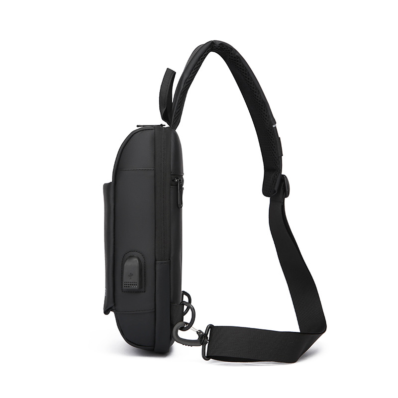 USB charging port bag, fashionable single-shoulder crossbody bag, cross-border wholesale men's chest bag, multi-functional sports chest backpack Specification drawing