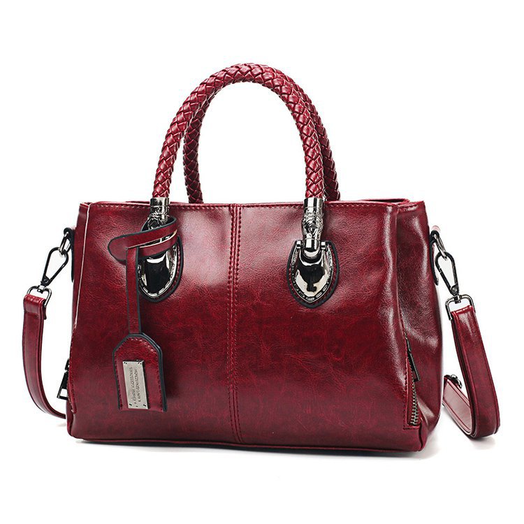 European and American retro women's bag trend, new cross-border hand-held shoulder crossbody bag made of oil wax leather for export, one piece, global consignment Item Picture