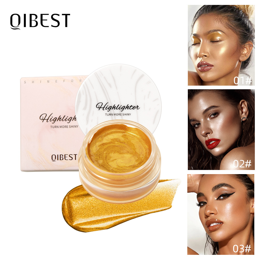 QIBEST Cross-border Sparkling High-Gloss Cream: Natural pearlescent facial contouring, full-body brightening, contour modification, High-gloss makeup full figure