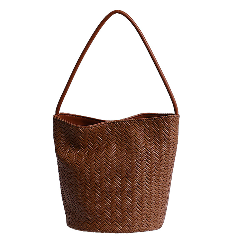 Trendy large-capacity woven bag, fashionable handbag, 2025 new style, versatile bucket bag, simple shoulder bag, underarm bag Item Picture