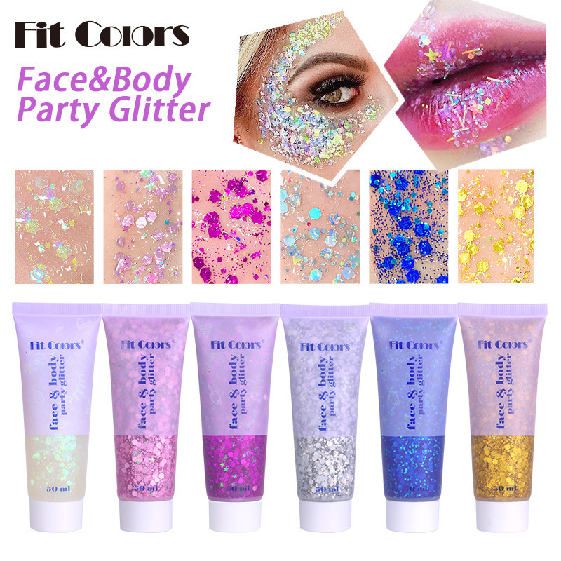 Fit Colors Sequined Gel Mermaid Scale Face Body Lip Sequined Eyeshadow Dazzling Polarized Stage Makeup full figure