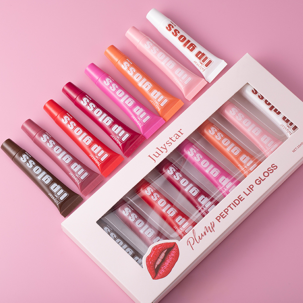 Julystar Fruit-Flavored Long-lasting Moisturizing Lip Gloss, Lustrous and Transparent 8-piece set, Lip Moisturizing Cream, Wholesale Lip makeup Application Scenario