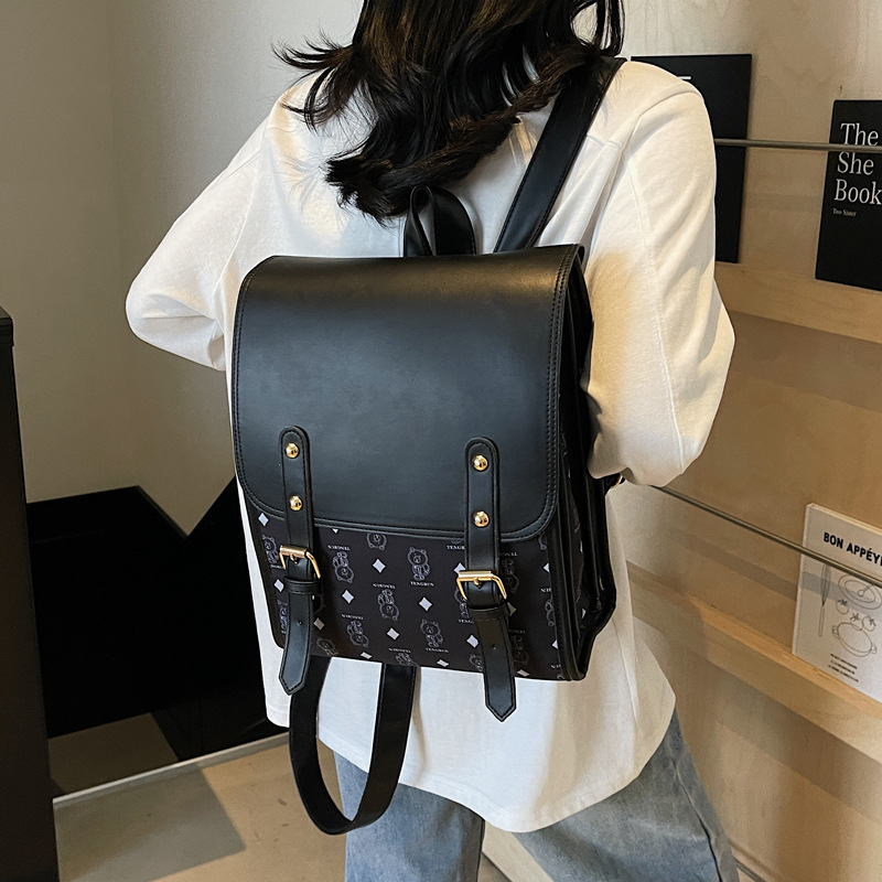 2025 Large-capacity backpack, women's casual and fashionable hand-held Korean-style student bag, street trend texture crossbody bag details Picture