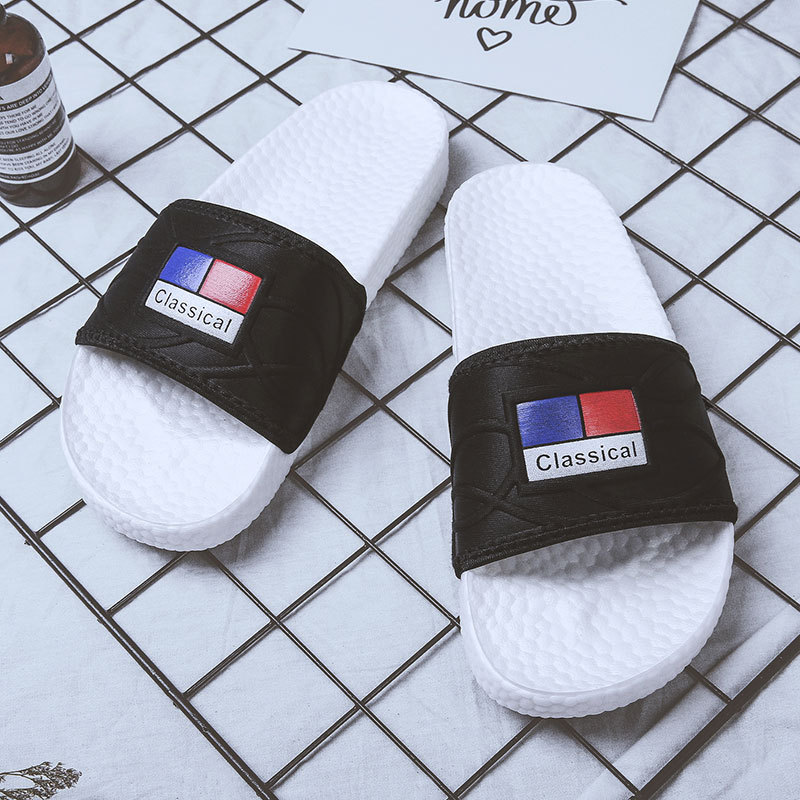 "Super Popcorn slippers Summer men slides Beach shoes Men outdoor fashion Trend slippers with a feeling of stepping on poop. Specification drawing
