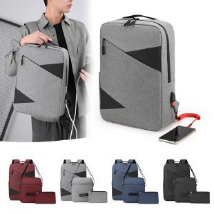 A new 14-inch cross-border computer bag with multi-functional large capacity and Oxford fabric that can print logos. A three-piece set of backpacks in stock full figure