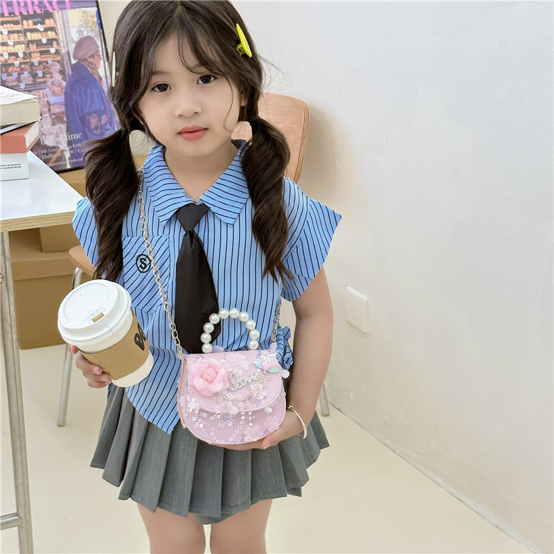 Princess Elsa crossbody bag, new children's bag, cute and fashionable single-shoulder bag for girls, pearl handbag for little girls Specification drawing