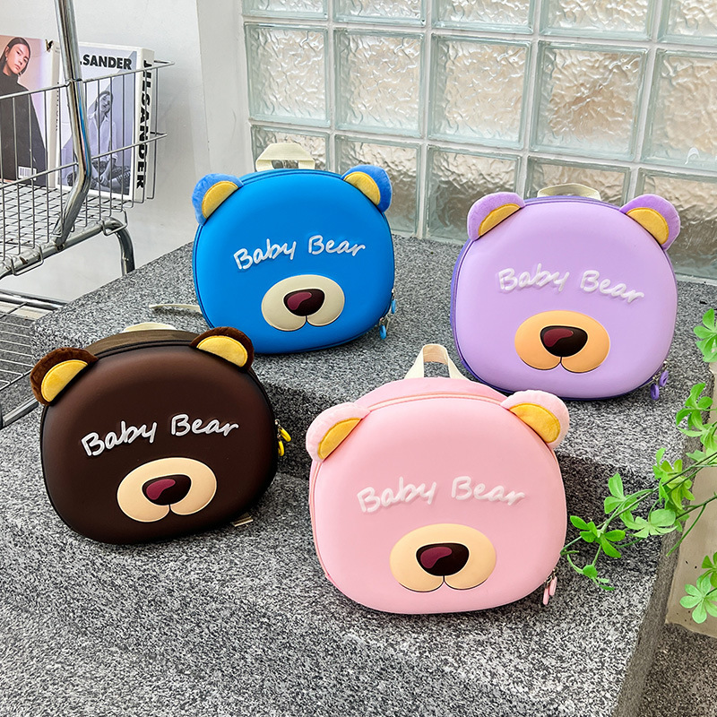 New trendy little bear children's backpack, EVA eggshell kindergarten bag, cute baby casual travel bag full figure