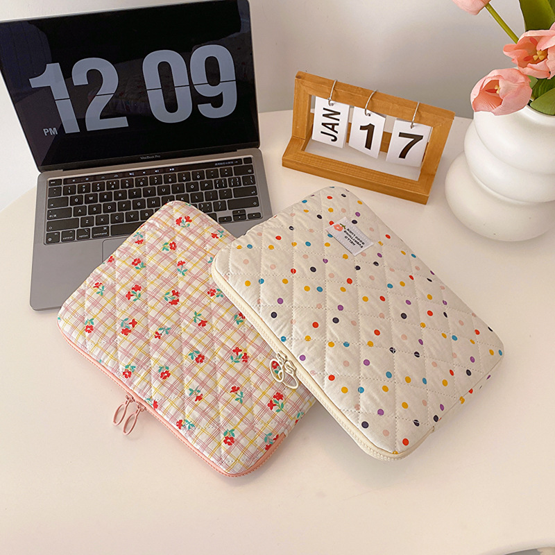 Korean version color polka dot ins laptop bag, women's portable storage bag, 14-inch and 15-16-inch tablet inner bag details Picture