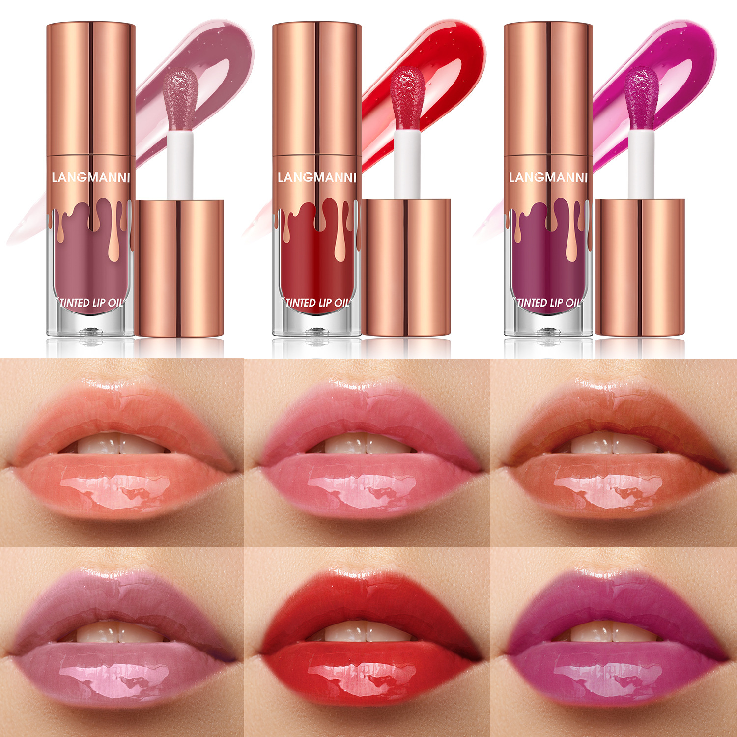 LANGMANNI colored lip oil, lip gloss, lip oil, single bottle full figure