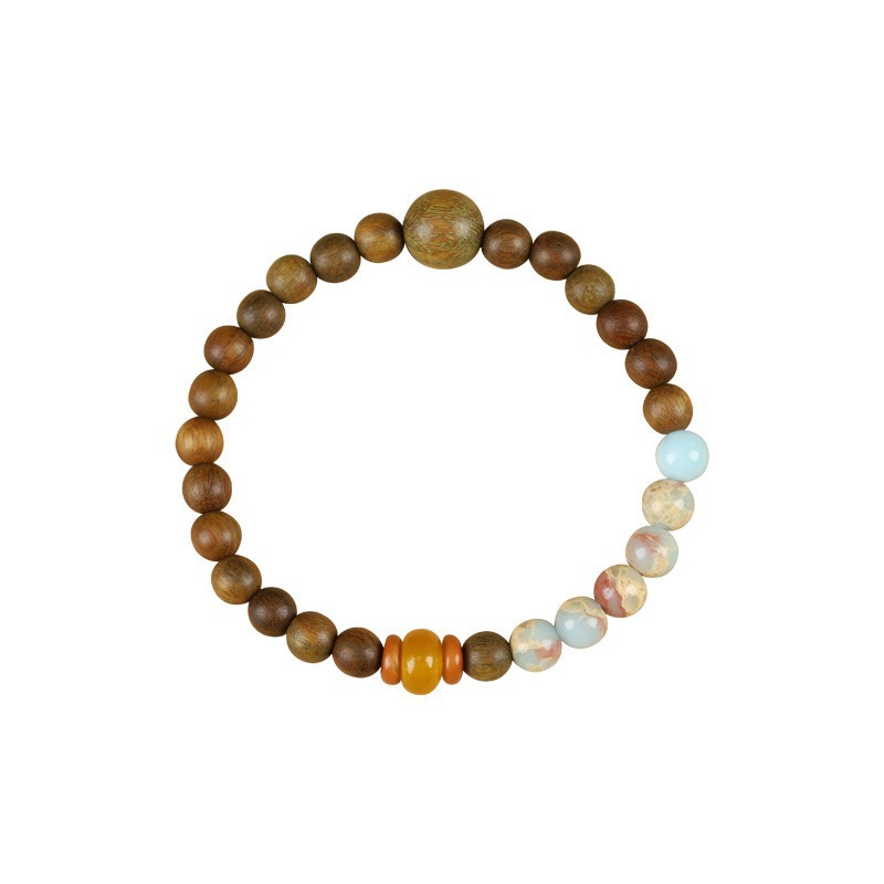 【 Only This Green Indigo 】 Natural green sandalwood bracelet, a niche and high-end beaded jewelry, New Chinese-style Shoushan Stone bracelet 346 Item Picture