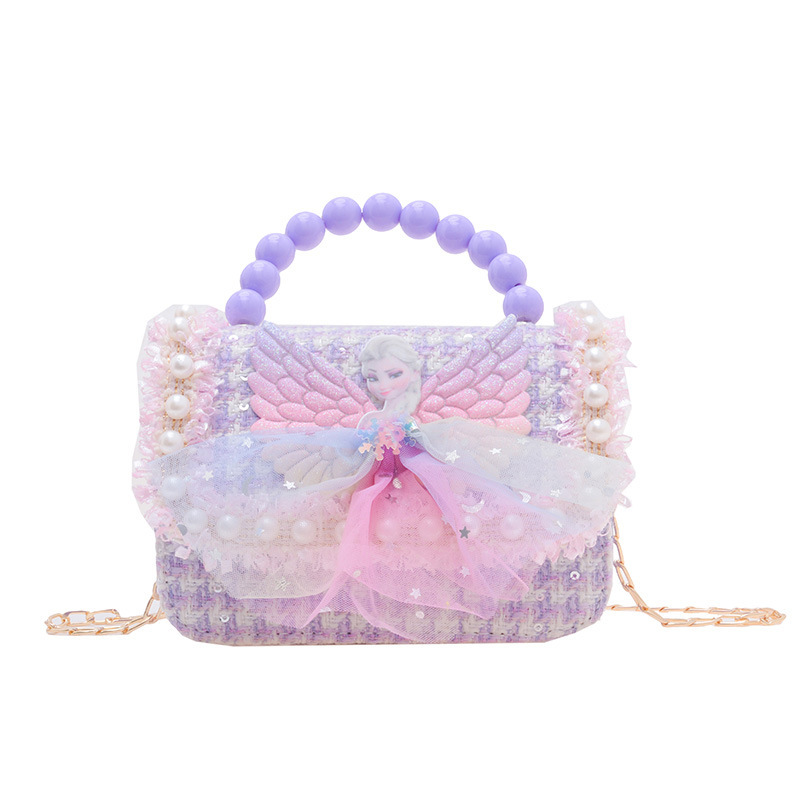 Fashionable cartoon, cute chain pearl handbag, children's bag, little girl, princess, girl single-shoulder crossbody bag Item Picture