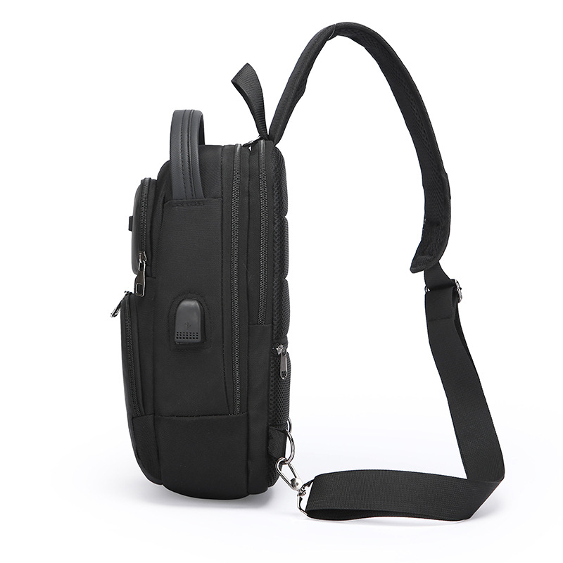 New single-shoulder crossbody bag, men's casual travel bag, simple chest bag, multi-functional waterproof password lock, anti-theft small backpack Specification drawing