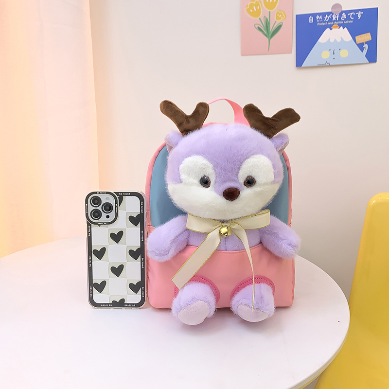 Cute children's sika deer plush backpack, new spring style kindergarten schoolbag, casual girls' backpack Application Scenario