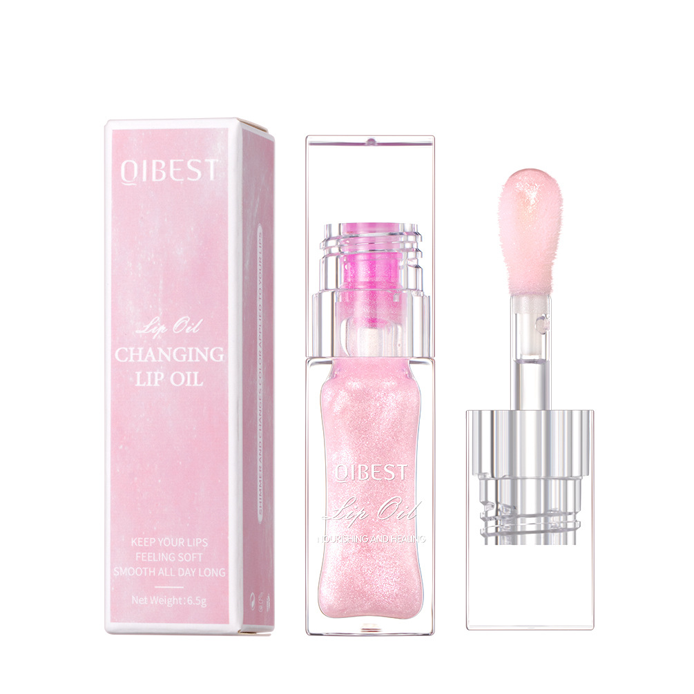QIBEST Cross-border Thermochromic Lip Oil is moisturizing, easy to color, nourishing and does not stick to the cup. It is a lip gloss that makes the lips look bright and colorful Item Picture