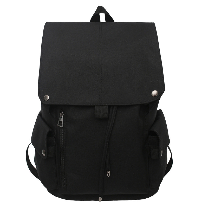 New solid-color computer backpack for men, college style, flip cover casual schoolbag for college students, high school campus backpack for women Item Picture