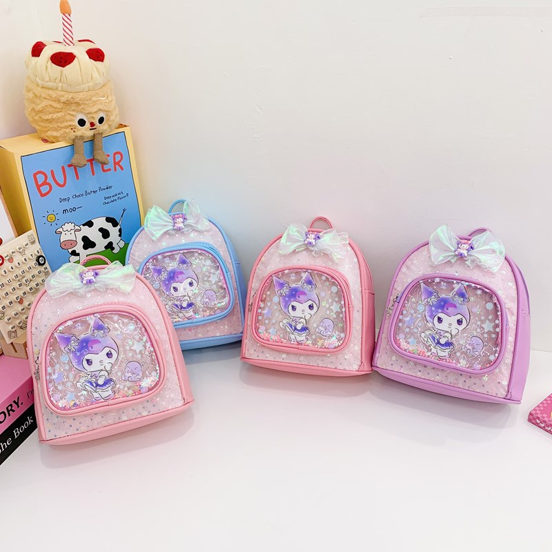 Kindergarten children's backpack mini pu princess sequined single-shoulder and double-shoulder bag Children's accessory bag Cartoon schoolbag details Picture