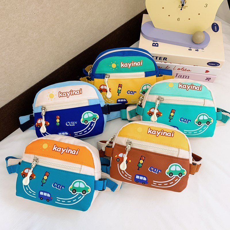Children's bags, cute cartoon car prints, boys' and girls' crossbody bags, chest bags, kindergarten baby gift bags full figure