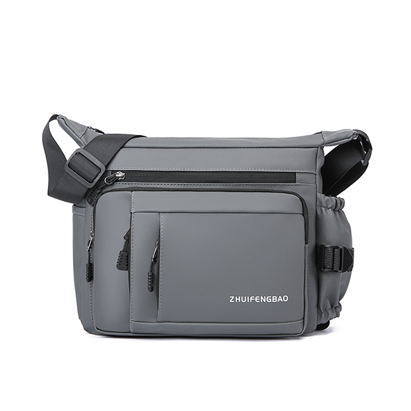 Large-capacity multi-layer men's bag with zipper, fashionable water-resistant crossbody bag, business small backpack, lightweight travel single-shoulder bag Item Picture