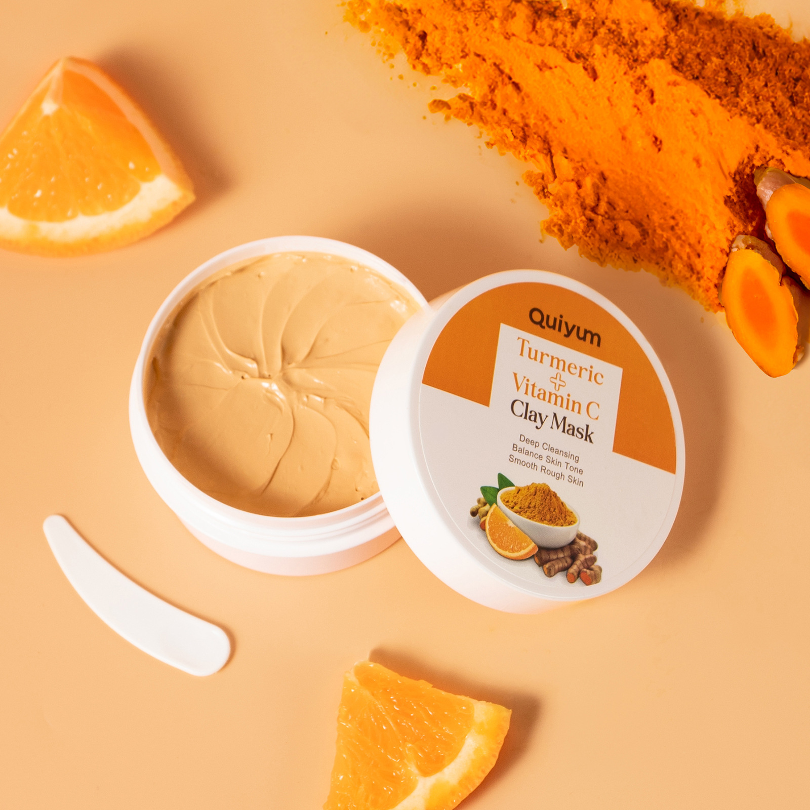 QUIYUM Turmeric Vitamin c Mud Mask 90g Cleanses pores, hydrates and moisturizes. First order, one-piece shipping, cross-border English full figure