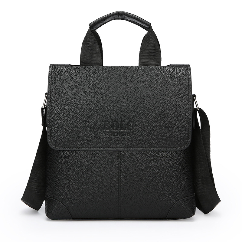Cross-border men's single-shoulder bag, business commuting men's bag, trendy and fashionable vertical backpack, solid color student computer handbag Item Picture