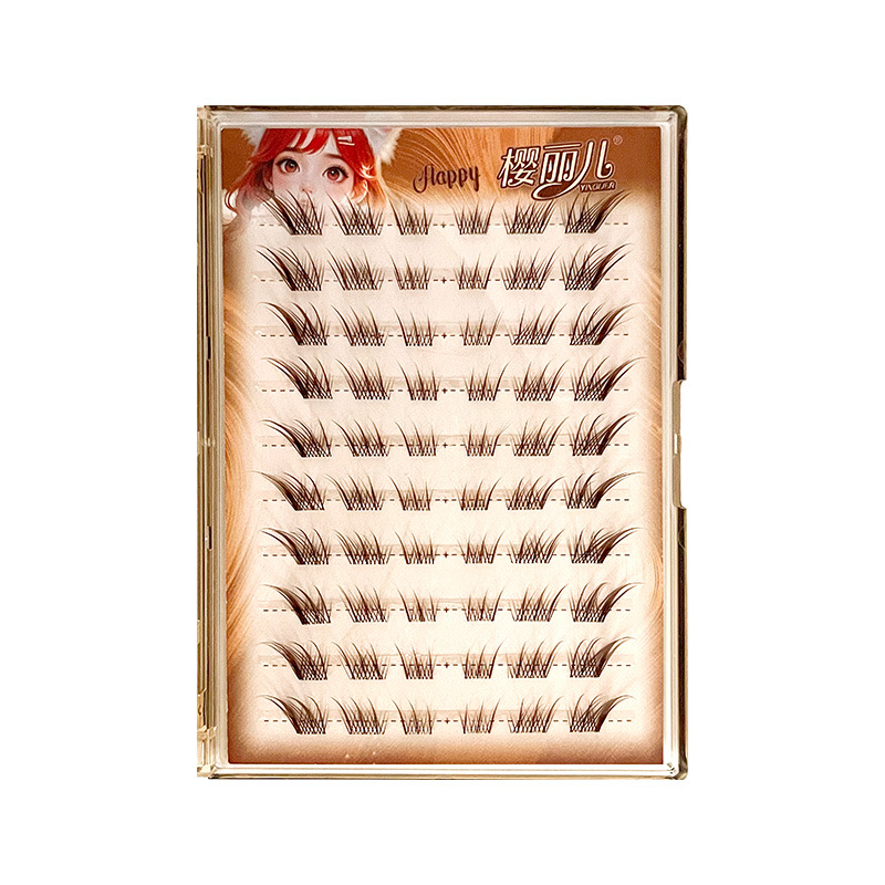 Sakura's glue-free brown Sudaji false eyelashes look naturally photogenic, elongating the outer corner of the eyes and flying diagonally, simulating self-adhesive eyelashes Item Picture