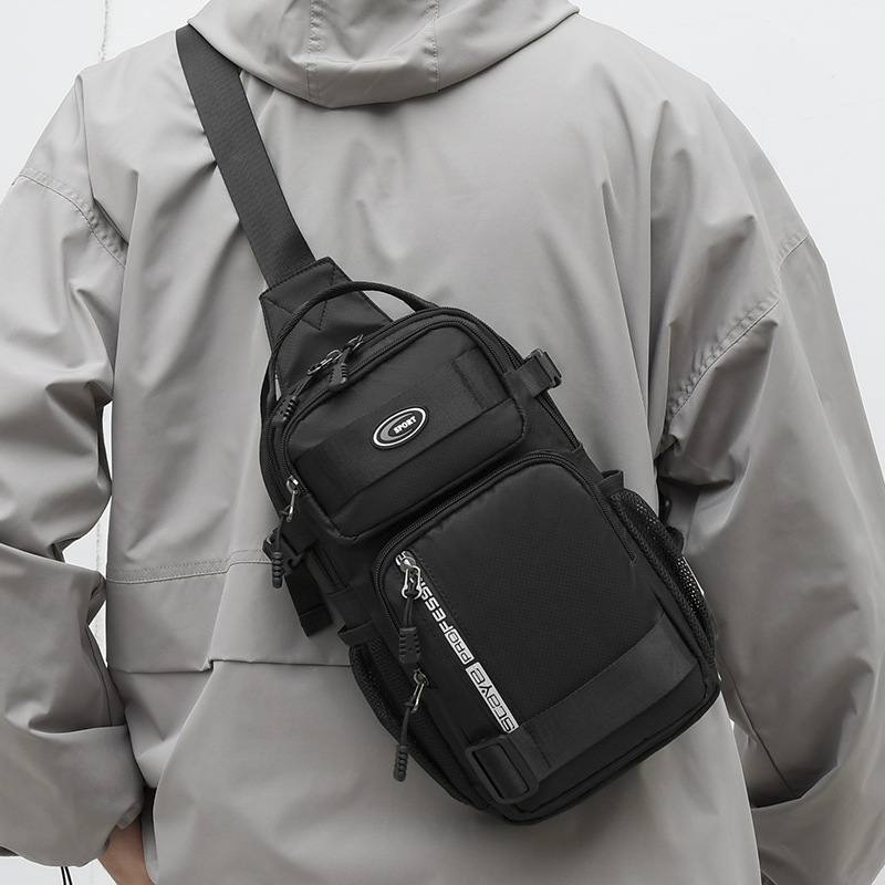 Men's casual chest bag, large-capacity backpack, Oxford fabric men's crossbody bag, single-shoulder bag, multi-functional water-resistant, cross-border Specification drawing