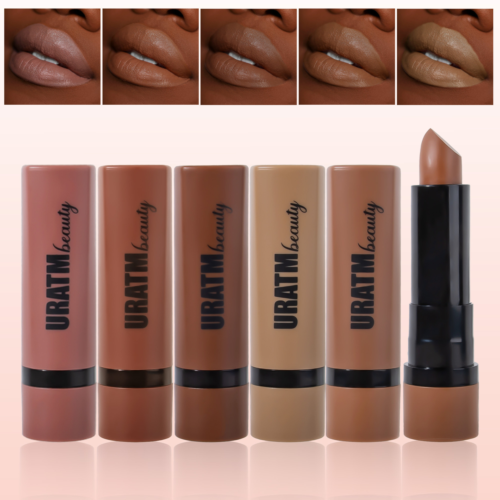 Cross-border makeup 5-color matte nude lipstick set, non-stick to cups, waterproof and non-fading lipstick, easy to apply lip gloss details Picture