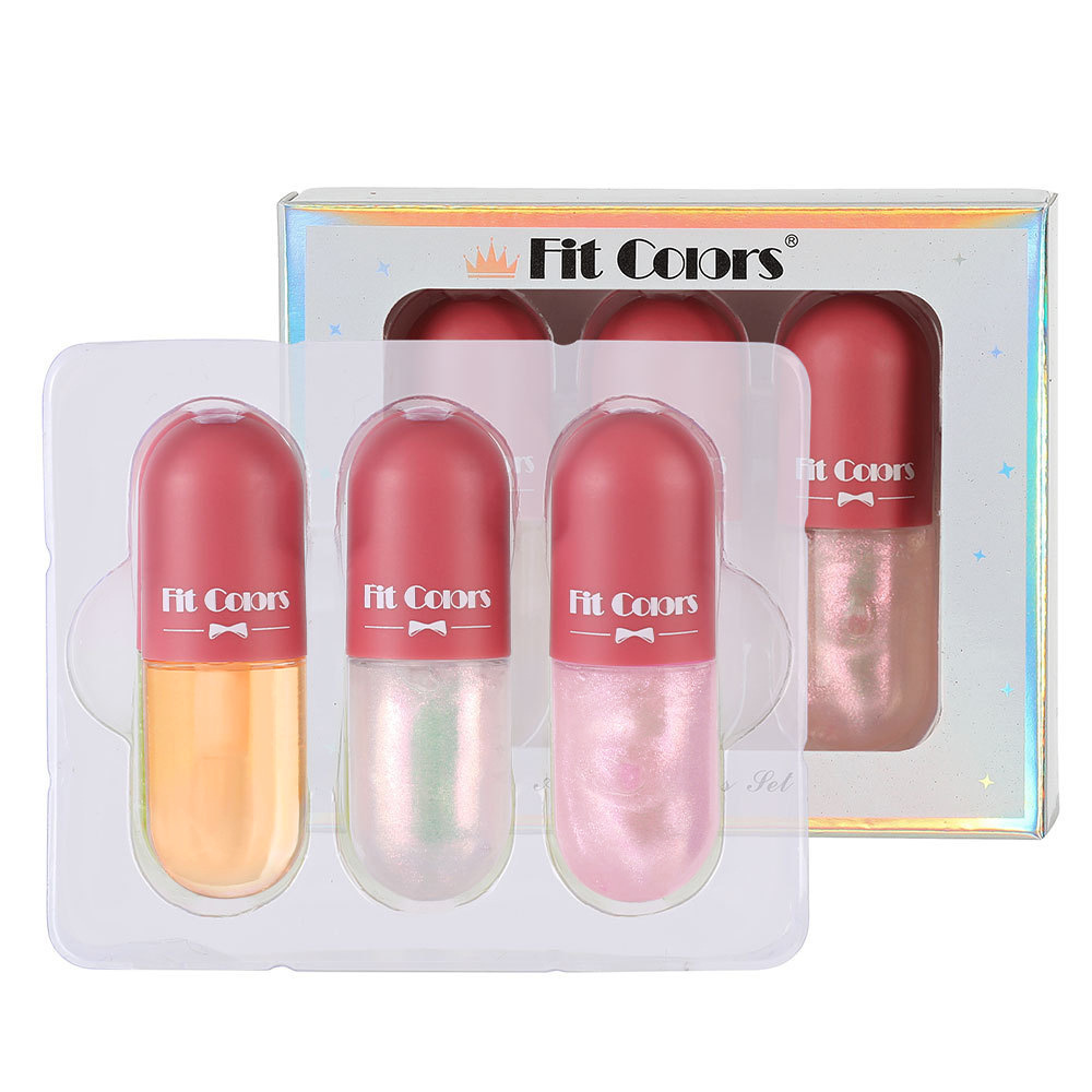 Fit Colors Lip Dye 3-bottle Set: Pearlescent Fine Flash Thermochromic Lip Oil and Lip Gloss Item Picture