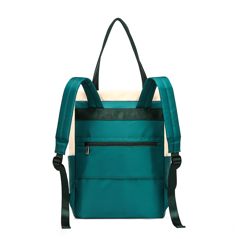 Nylon casual bag, student backpack, multi-functional single-shoulder and double-shoulder bag for young women, dual-purpose color-blocking computer bag for women details Picture