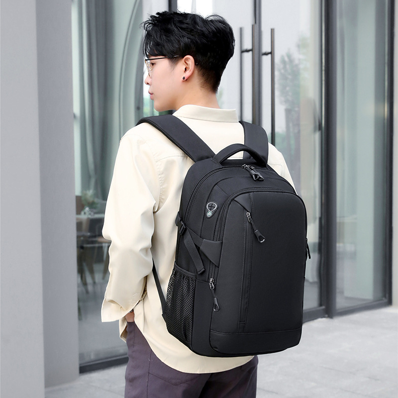 Men's large-capacity commuting travel backpack, college student schoolbag, multi-functional business computer backpack with logo printing details Picture