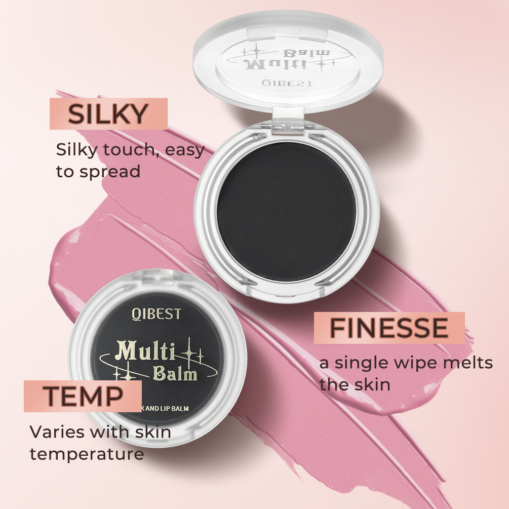 QIBEST Thermochromic Blush Black Transparent Crystal Color-changing ph Magic Gel Natural Nude Makeup Lip and Cheek Two-in-one Makeup Application Scenario
