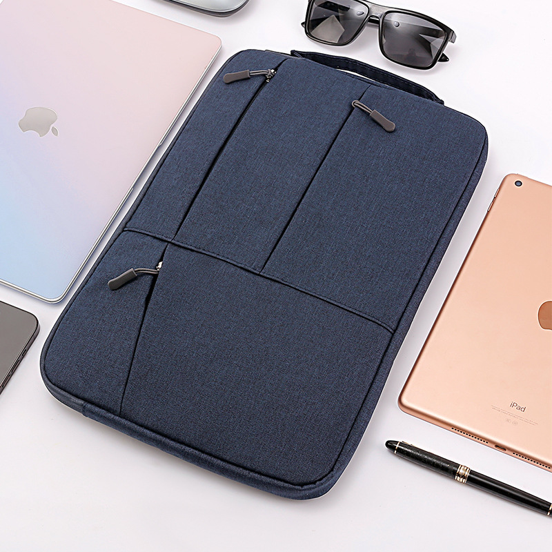 Cross-border best-selling multi-pocket 300D with fleece, suitable for Mac, Huawei 13, Lenovo 14-inch laptop handbag details Picture