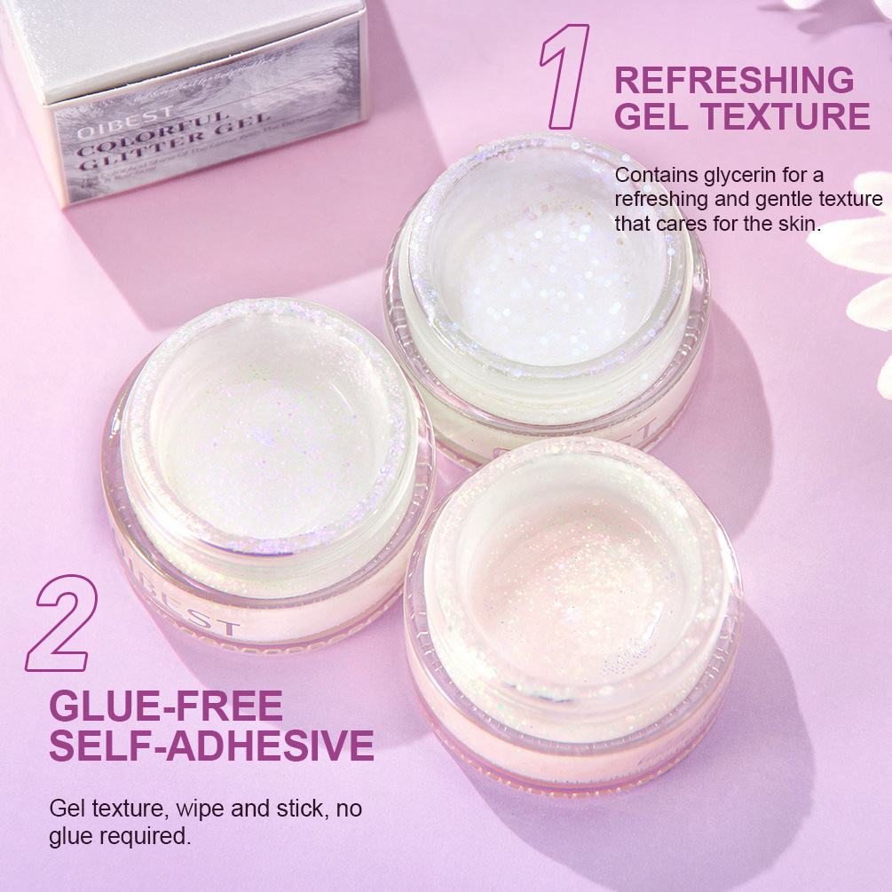 QIBEST Glue-free Sequin Gel, Sequin Brightening, Highlighter Glitter Eyeshadow Cream, Facial Sparkling Stage Makeup Specification drawing