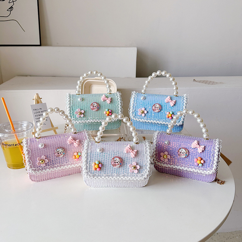 This year, small bags, girls' accessory bags, fashionable pearl handbags, and Korean-style children's single-shoulder crossbody bags are in fashion Specification drawing