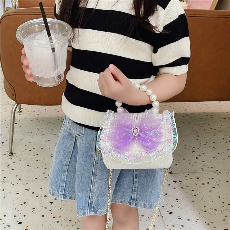 New children's bags, summer fashion crossbody bag, girl pearl hand-held princess bag, chanel-style coin purse Specification drawing