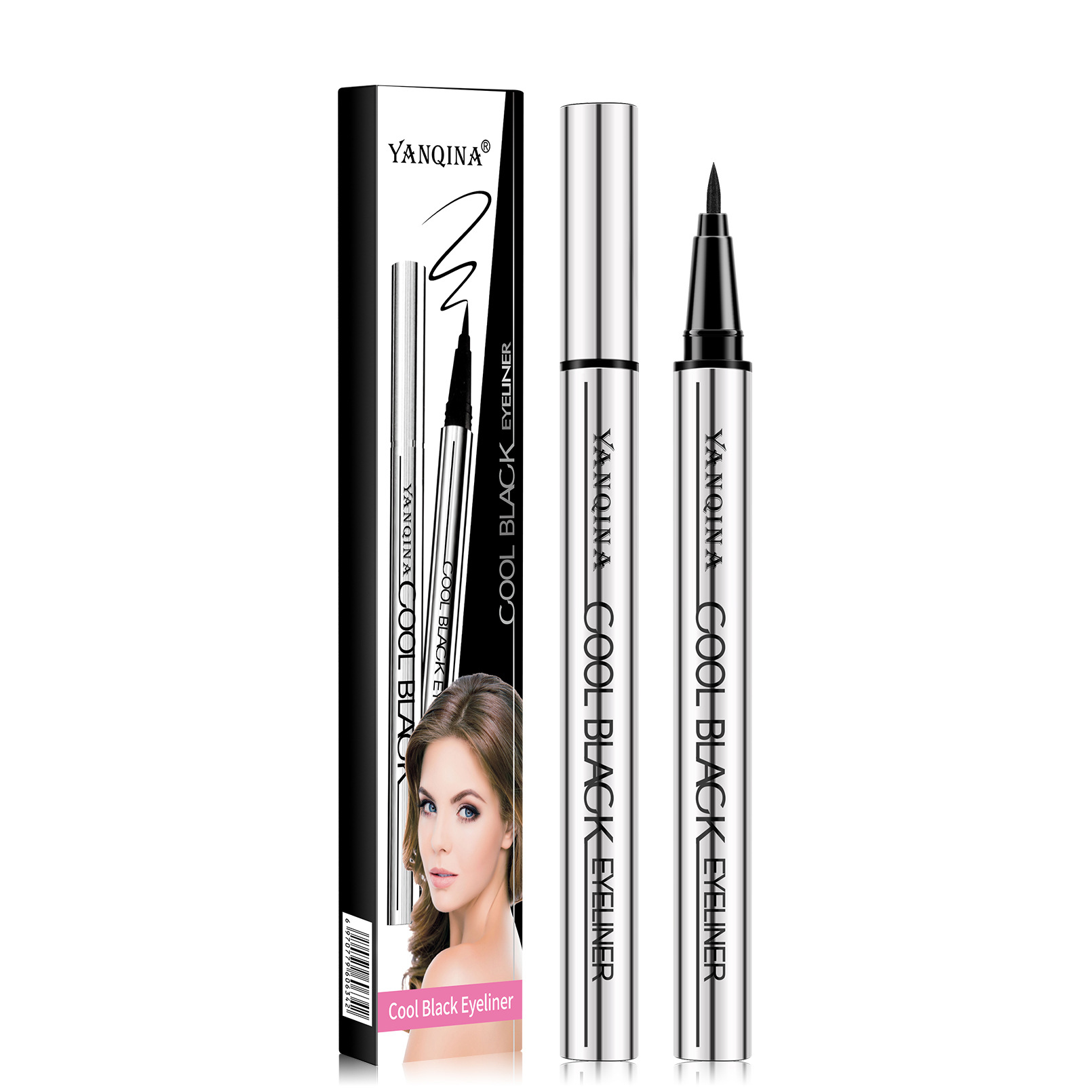 YANQINA Cool Black Eyeliner Liquid Pen Dries quickly, is waterproof and long-lasting without smudging. It's a beginner's eyeliner for makeup Item Picture