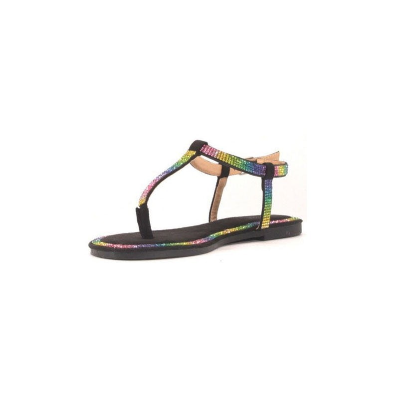 2020 Cross-border independent foreign trade station's colorful rhinestone sandals, large-sized outerwear women's shoes with toe splints from Europe and America, size 43 wholesale Item Picture