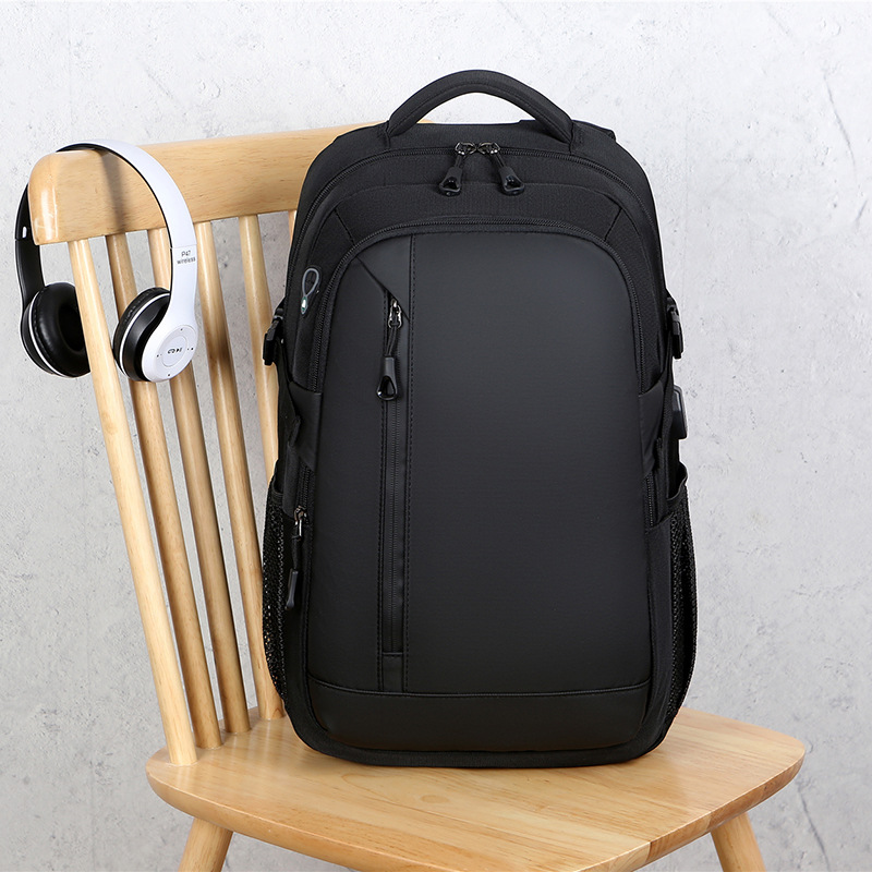 Men's large-capacity commuting travel backpack, college student schoolbag, multi-functional business computer backpack with logo printing full figure