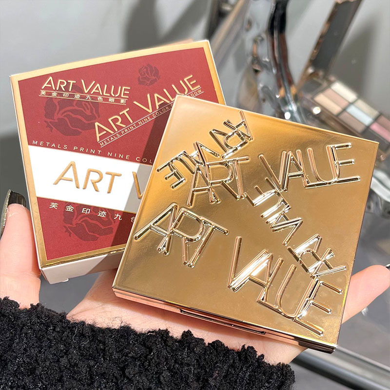 Art Value Nine-Color Eyeshadow Palette with Low Saturation, Faint Light and Fine Sparkle, versatile cross-border wholesale full figure