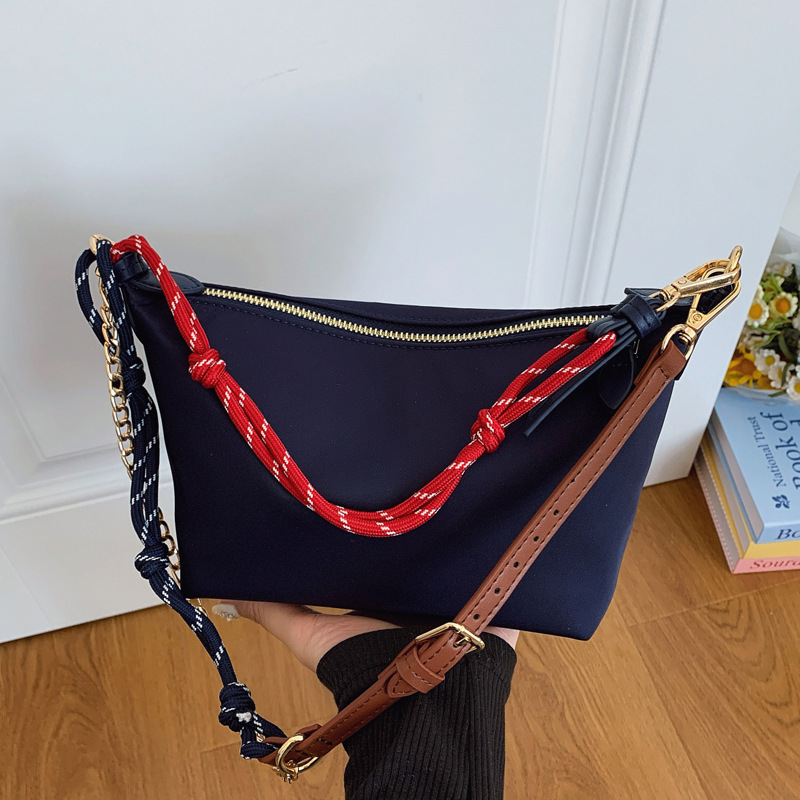 Niche design color-blocking dumpling bag, Korean-style women's cloth bag, woven rope lunch box bag, versatile for commuting, single-shoulder crossbody handbag full figure