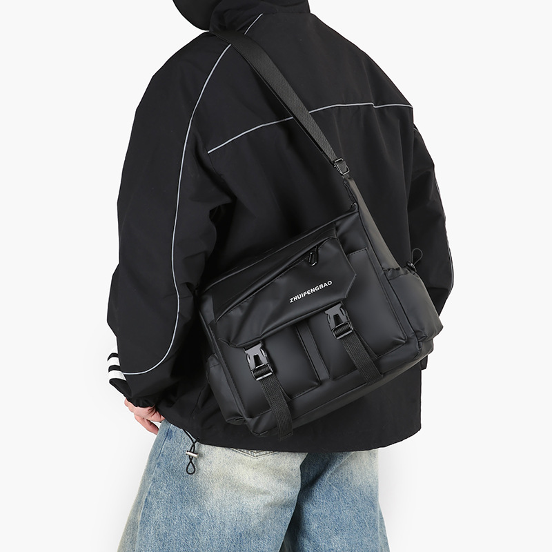 2025 New fashionable and trendy single-shoulder bag, men's quality large-capacity bag, simple commuting men's bag, crossbody bag Specification drawing