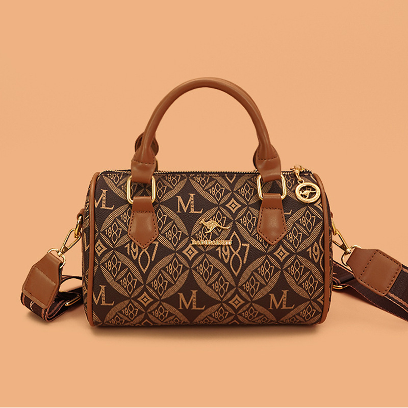 This year's popular cross-border handbag for women is the 2024 new printed letter texture light luxury Boston handbag and single-shoulder bag full figure