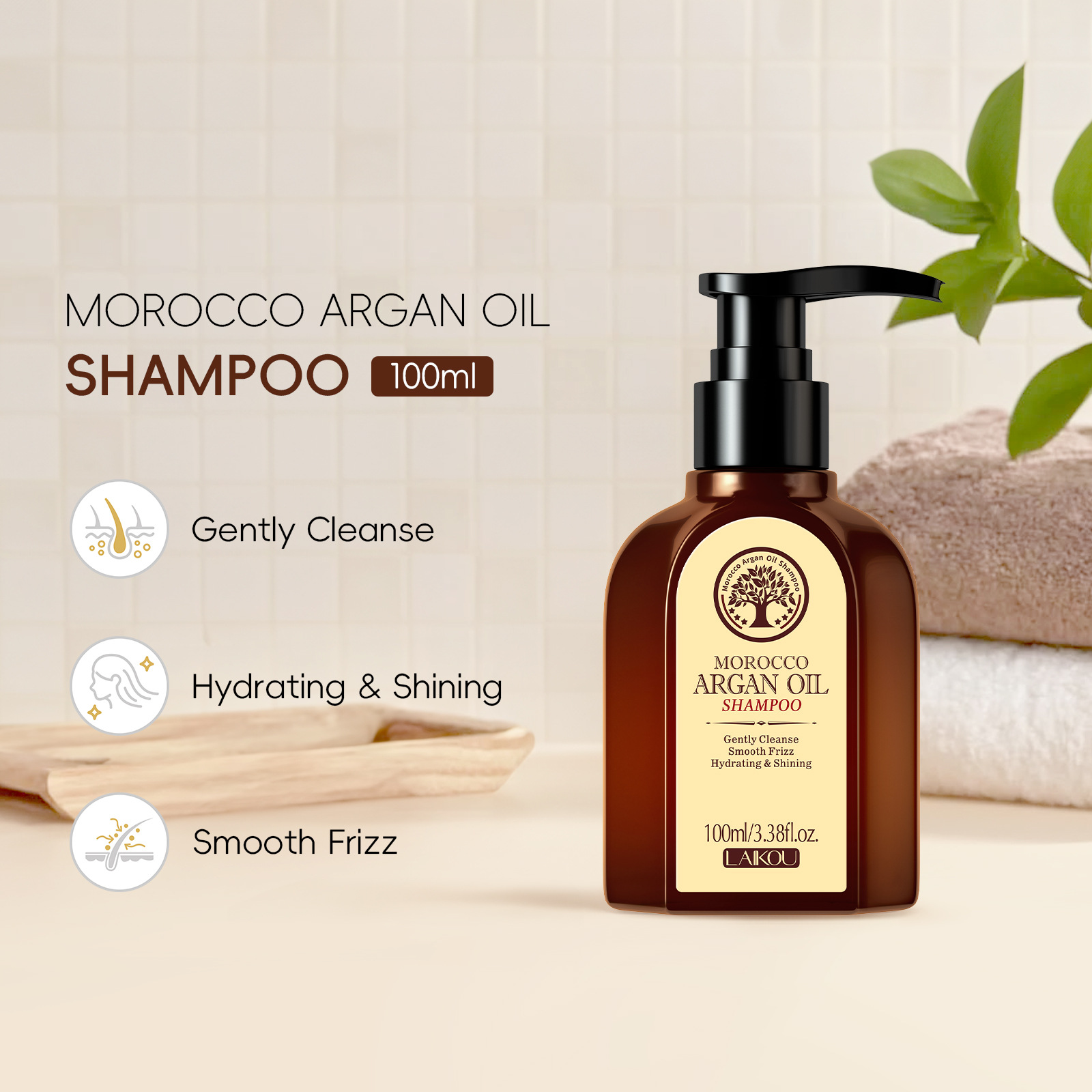 LAIKOU Cross-border Laikou Nut Oil Shampoo 100ml Cleansing, Softening and Moisturizing Hair Care Product full figure