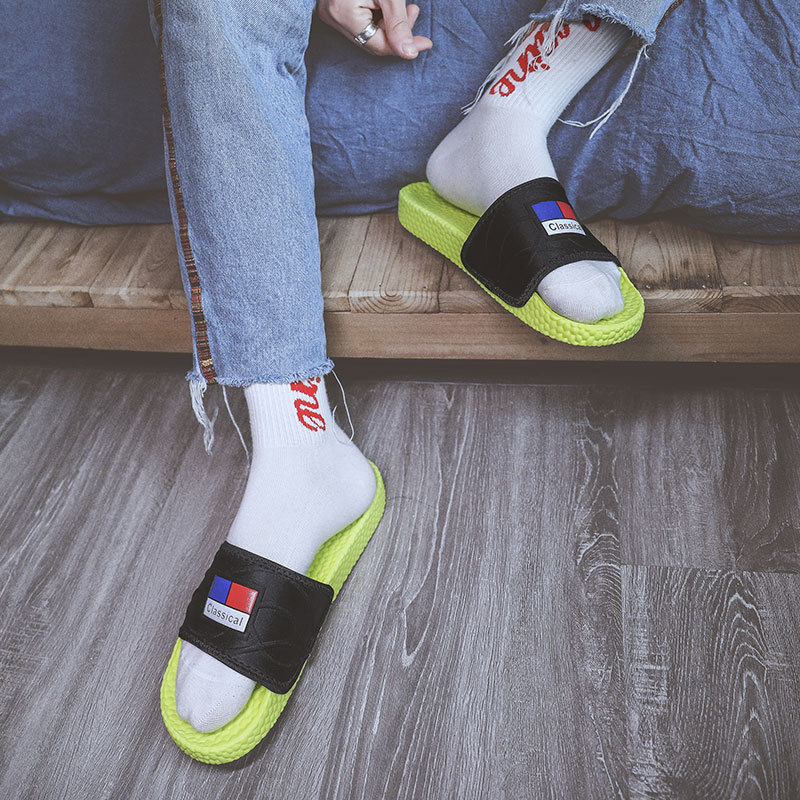 Lu 'an Summer slide Coconut Slippers for Adult men, anti-slip outdoor casual fashion, one-line trendy slippers, with a feeling of stepping on feces Application Scenario