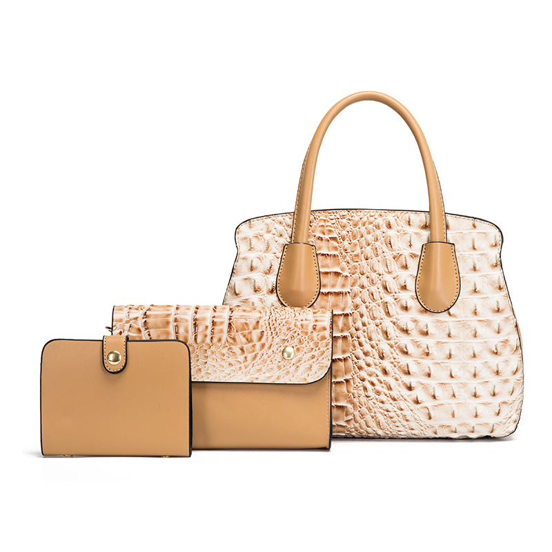 2022 New crocodile pattern single-shoulder crossbody hand-held women's bag, multi-piece set, mother-and-child bag, cross-border women's bag Item Picture