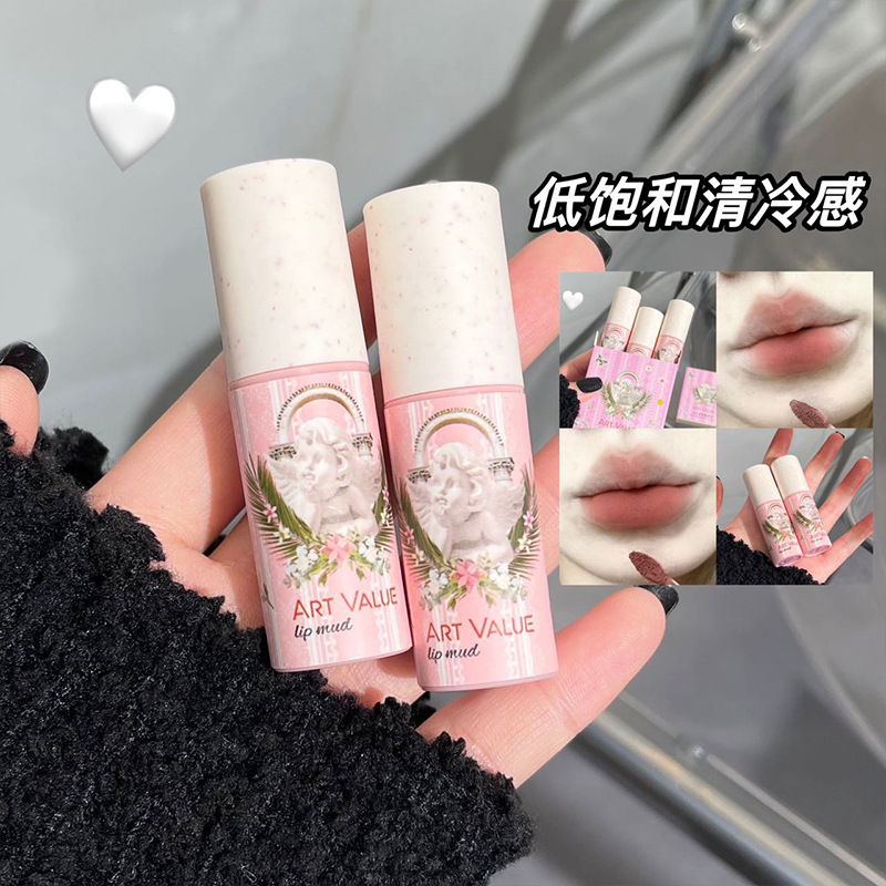 Art Value Little Angel Soft Mist Lip Mud Velvet Matte Lip Gloss Grey Powder Whitening Makeup Cross-border Wholesale for Students details Picture