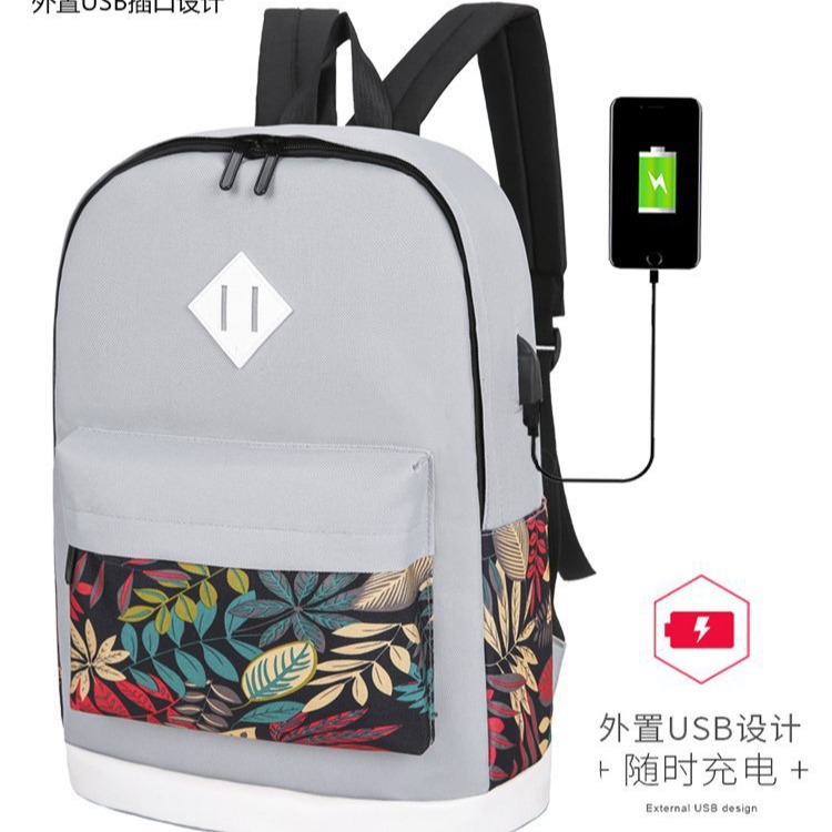 Backpack with large capacity and high-end feel, usb charging backpack, travel bag, three-piece set, schoolbag, school style backpack Application Scenario