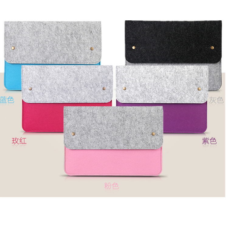 Fashionable and high-quality felt computer bags 11-inch, 13-inch and 15-inch new felt bags for Apple computers Specification drawing