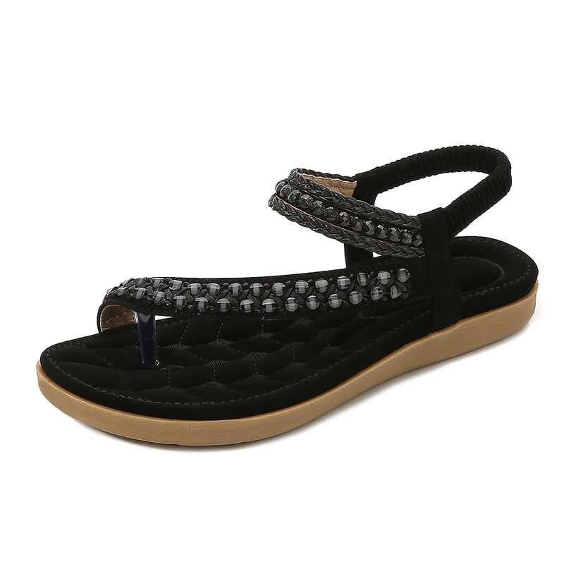 Summer 2025 new Bohemian cross-border sandals for women, simple, light and casual style, flat-bottomed large-sized flip-toe sandals details Picture